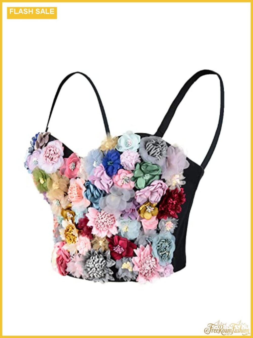 3D Floral Bustier Crop Top Sweetheart Neck Club Party Bra